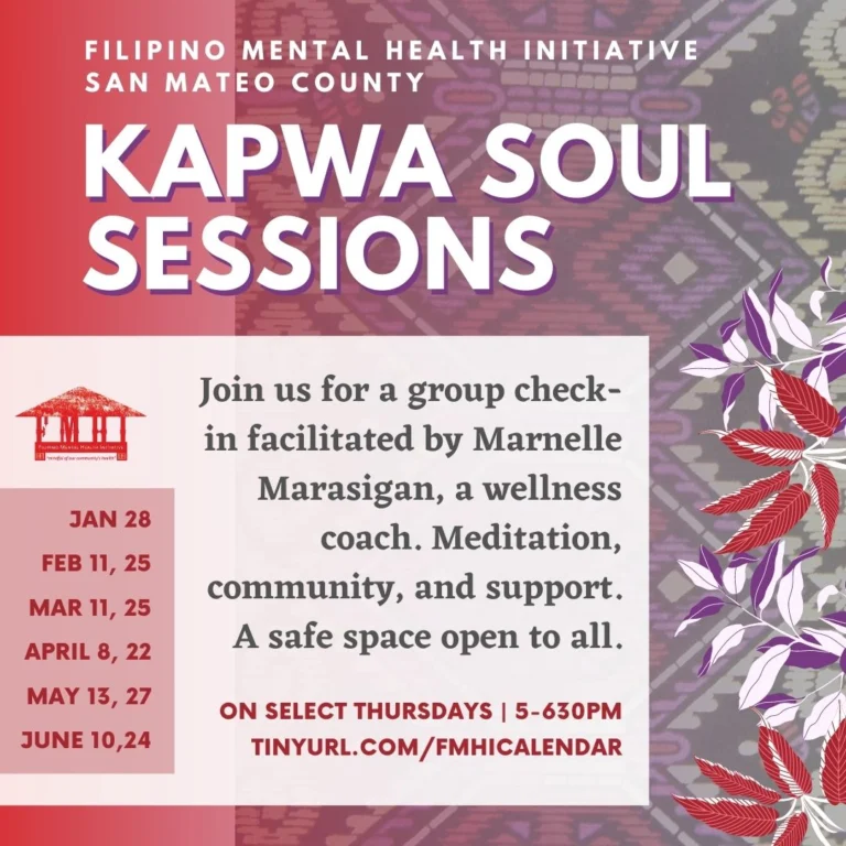 Kapwa Soul Sessions flyer: a group check-in with meditation, community, and support